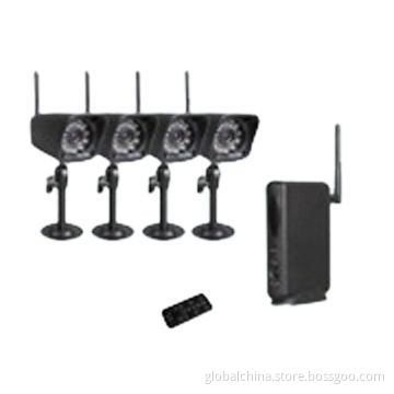 4-channel Wireless Recording Security System with 4 Pieces Plastic Cameras